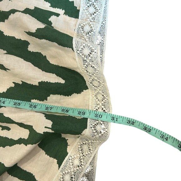 NWT rachel Zoe linen blend square neck puff sleeve green ikat top size 3X lace - Picture 7 of 7